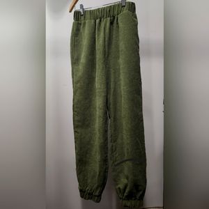 Green Faux Corduroy Pants Medium
